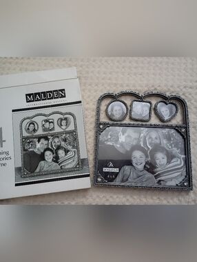 Malden Silver Ornate Multi-Opening Picture Frame with Heart and Round Insets